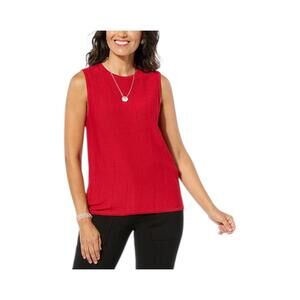 WynneCollection Women's Sweater Knit Tank Lipstick Red - Regular